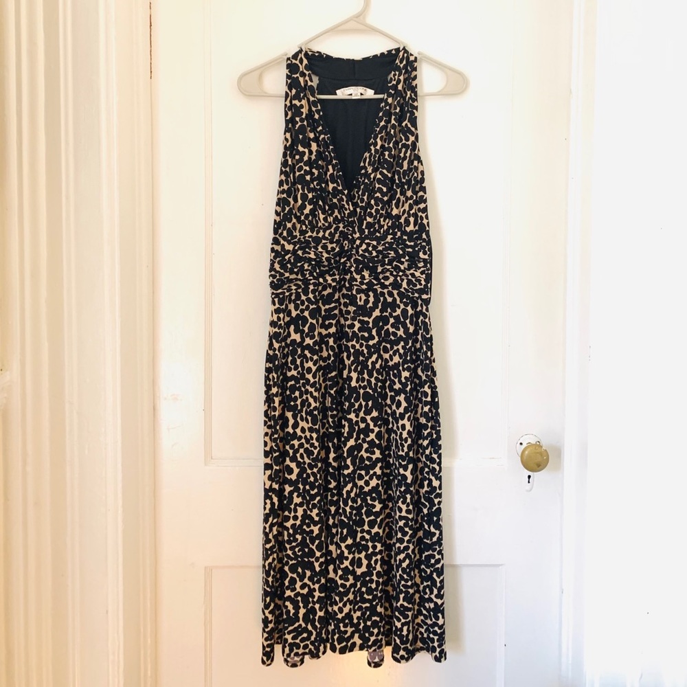 Evan Picone Tan Animal Print V Neck Dress (14P)